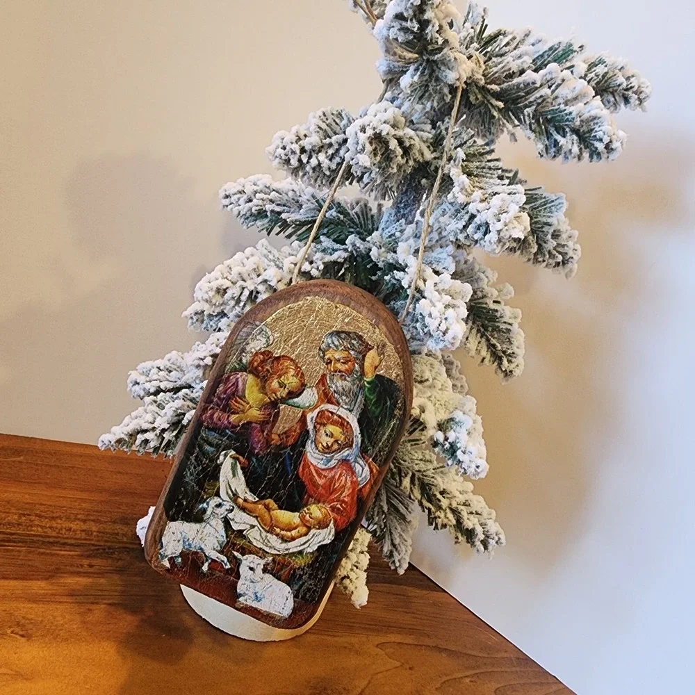 G. DeBrekht Wood Christmas Ornament The Holy Family Religious Decor Nativity EUC